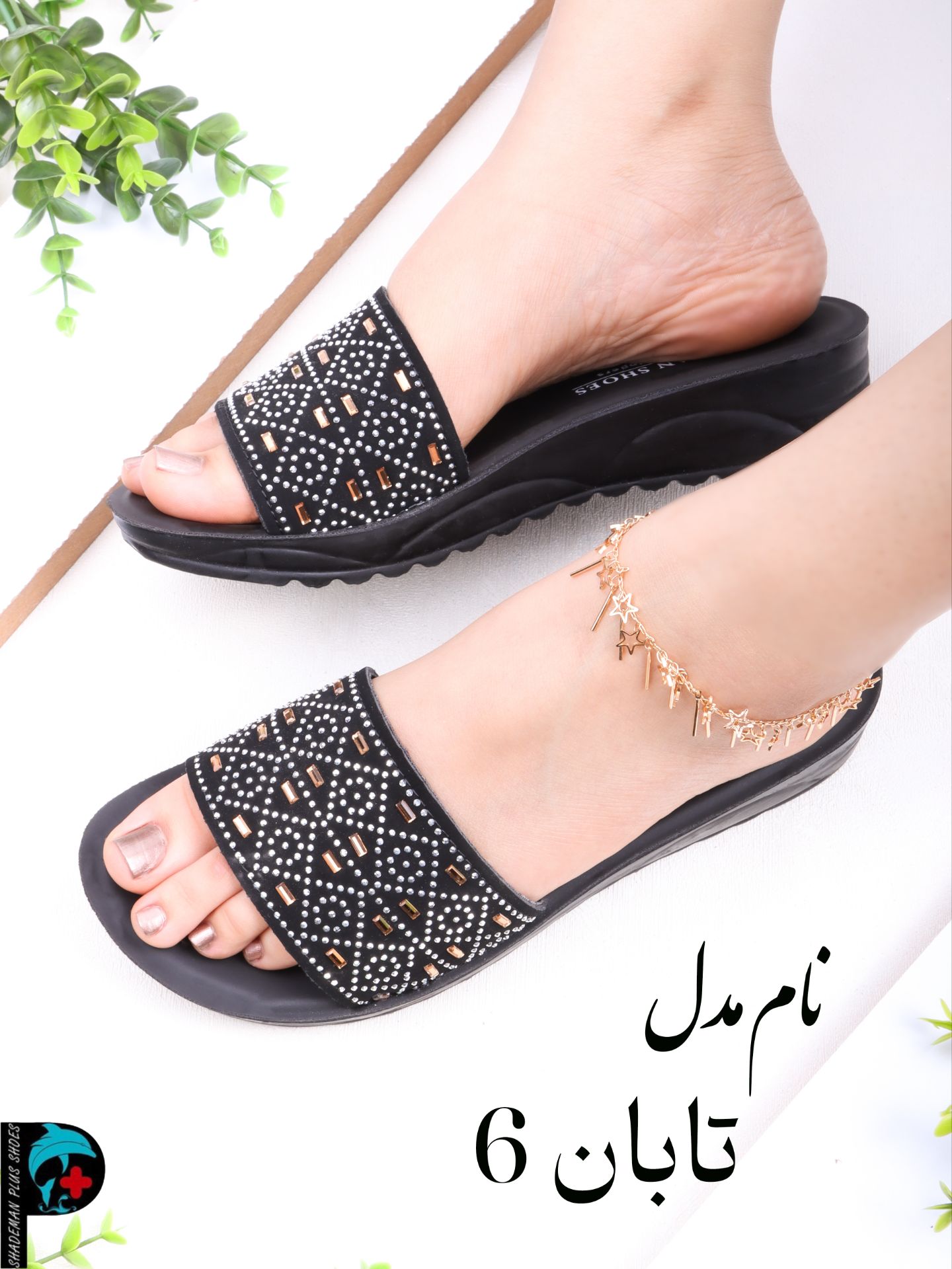 صندل زنانه نگینی مشکی  مدل تابان 6